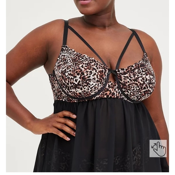 🆕️LEOPARD STRAPPY UNDERWIRE BABYDOLL - Picture 2 of 5